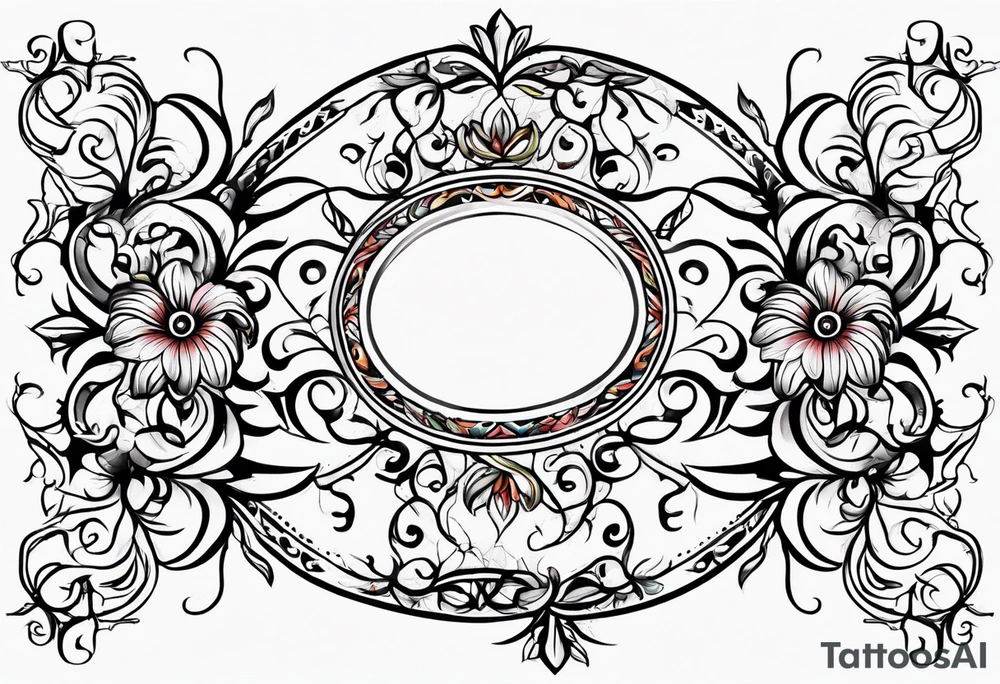 Oval vines,flowers tattoo idea