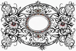 Oval vines,flowers tattoo idea