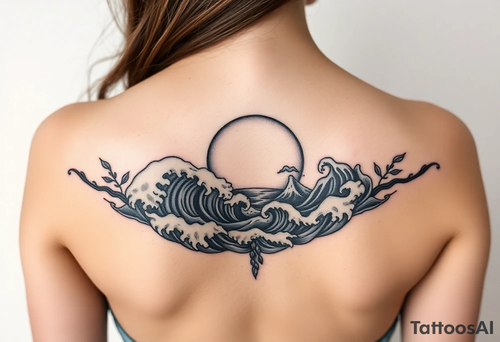 Ocean waves and a sunrise tattoo idea