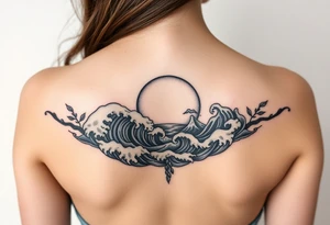 Ocean waves and a sunrise tattoo idea