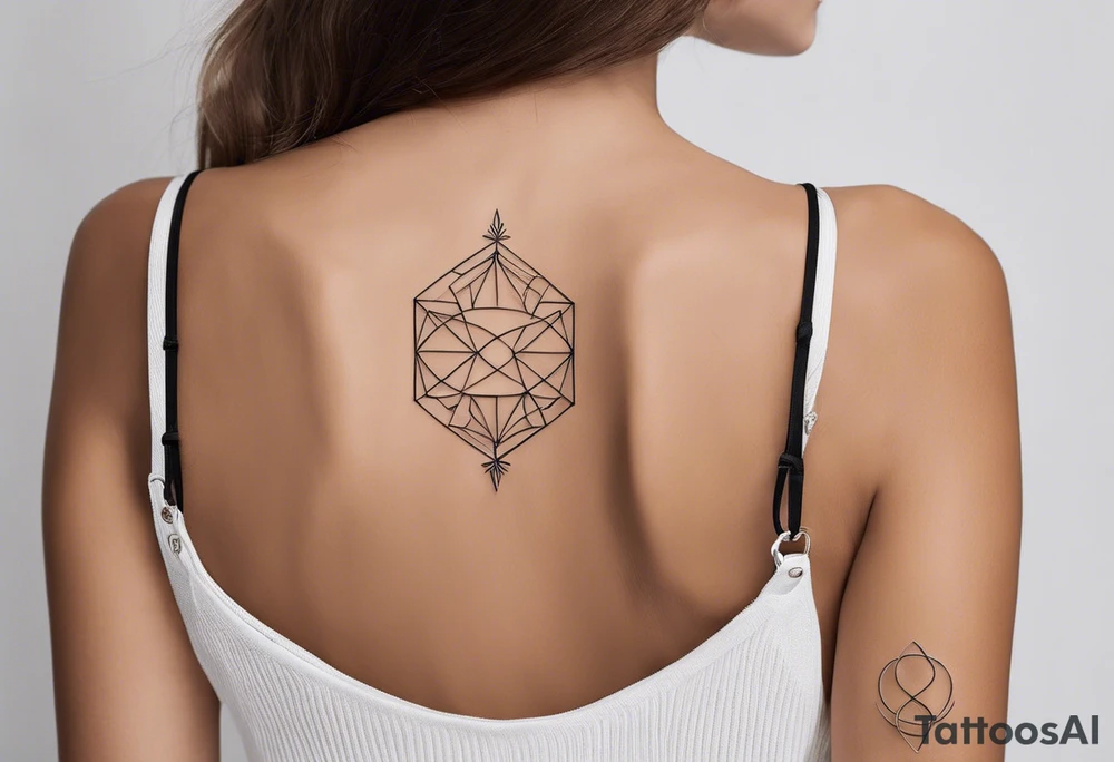 Minimalist tattoo with ultra-thin lines, where the number 22 is the main element, representing luck and eternal love with my girlfriend. The design should be subtle and elegant, with an abstract or geometric detail symbolizing our bond and special connection. Ideally in black and white, with a modern and timeless style, perfect for the forearm, chest, or behind the ear tattoo idea