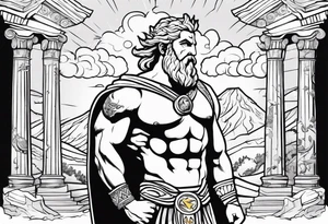 I want half sleeve tatto on the right arm 
With zeus and some thunder from his eyes, some text beside the zeus and  Temple of Olympian Zeus tattoo idea