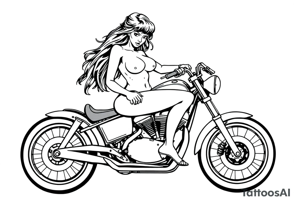 naked girl on motorcycle, slut, angry tattoo idea
