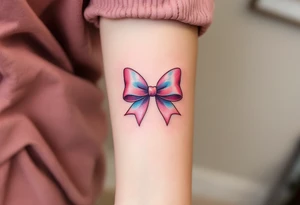 A delicate tattoo of Marie with her signature pink bow and a soft pastel watercolor background tattoo idea
