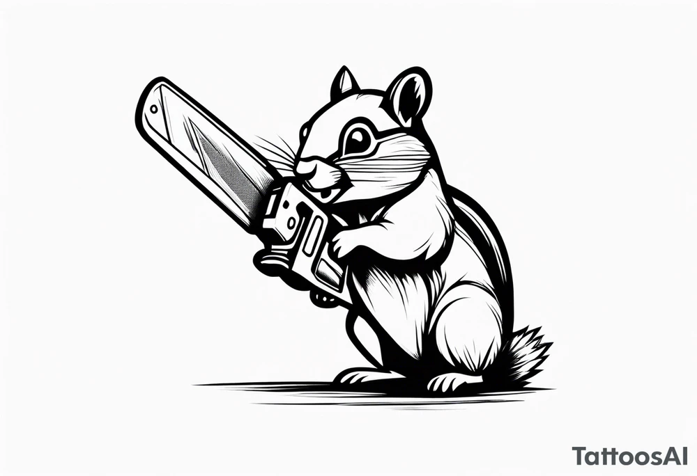 Chipmunk with a chainsaw tattoo idea