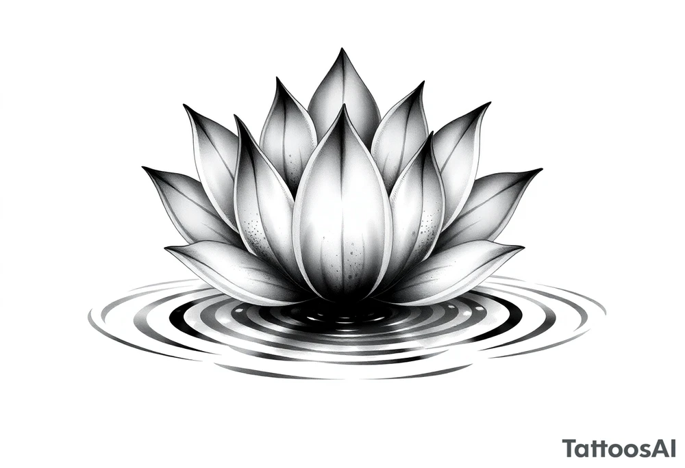 serene lotus flower emerging from sacred waters with ripples tattoo idea