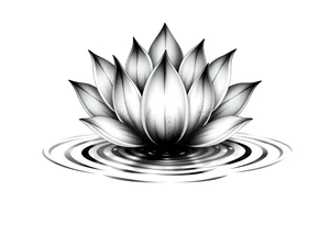 serene lotus flower emerging from sacred waters with ripples tattoo idea