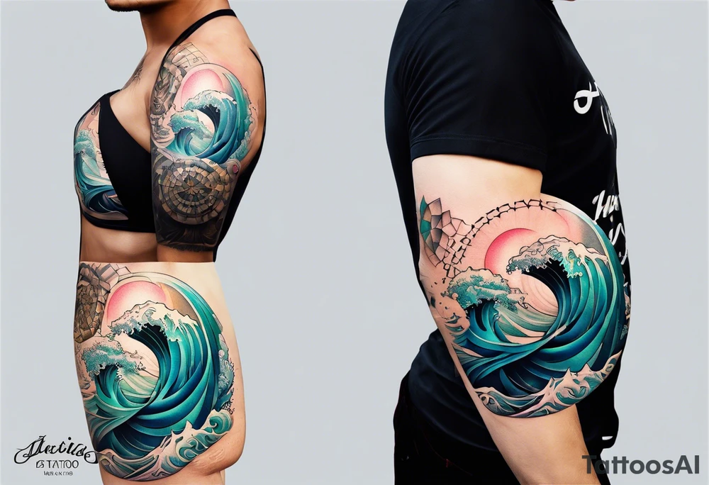 ocean, géométric tattoo idea