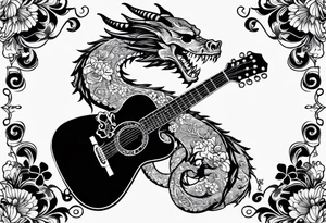 Guitar, skulls, flowers, cute dragon tattoo idea