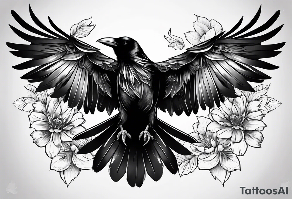 a girly raven tattoo idea