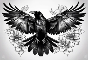 a girly raven tattoo idea