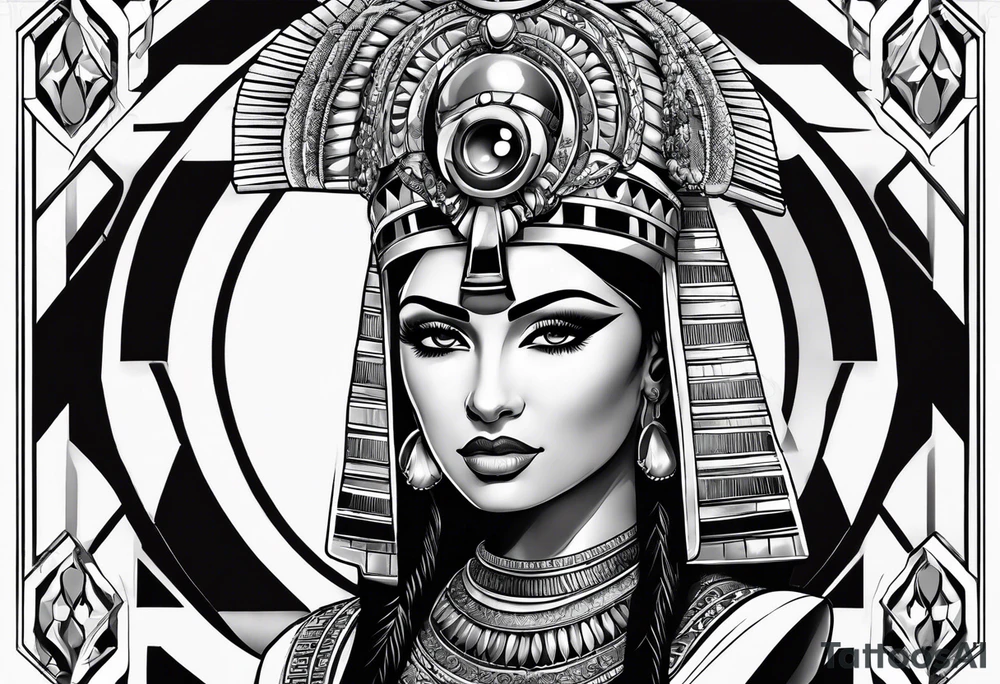 Cleopatra's face semi realism tattoo idea