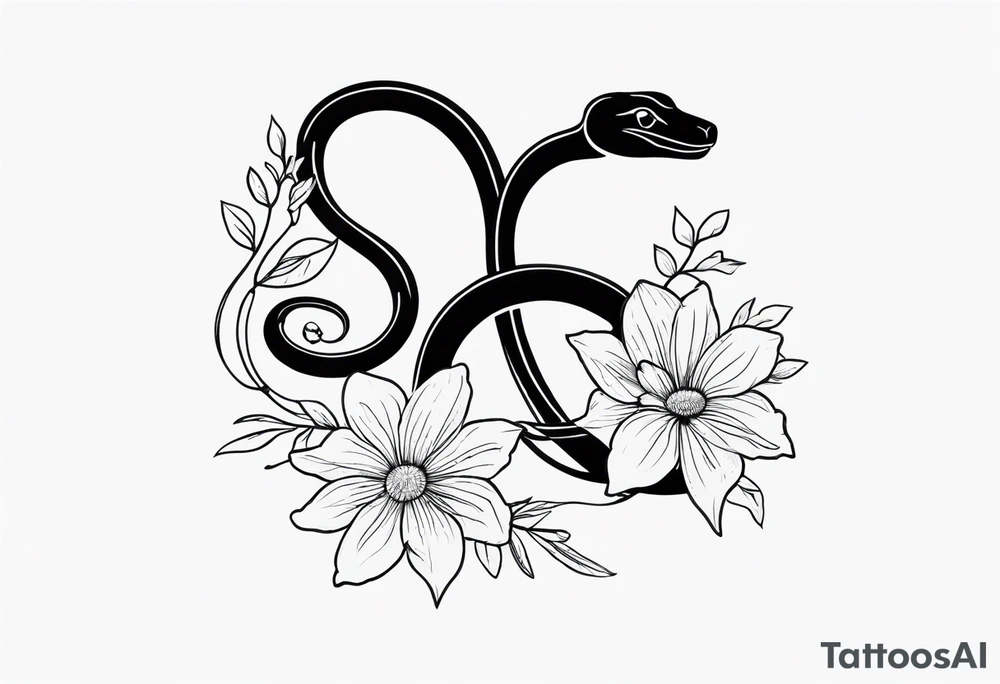 Snakes and wild flower tattoo idea