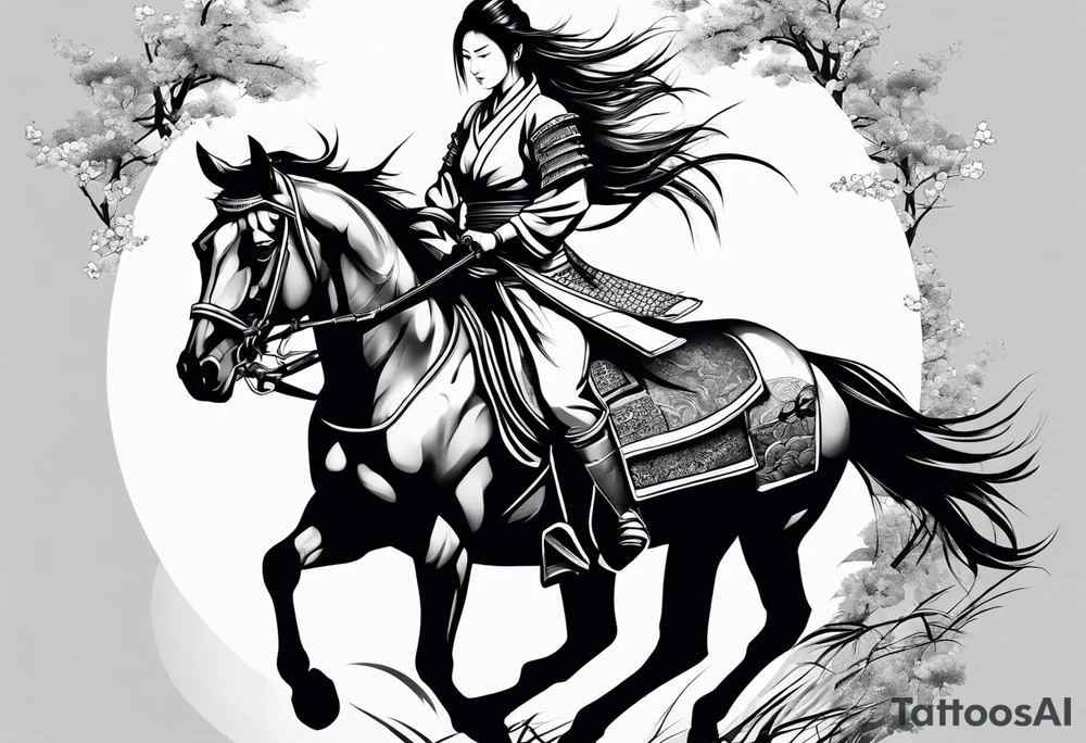 Horse samurai girl tattoo idea