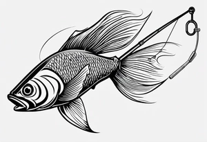 Fishing pole with memorium of a friend tattoo idea