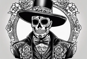 Mexico day of dead  man standing
 drink horizontal cover up tattoo idea