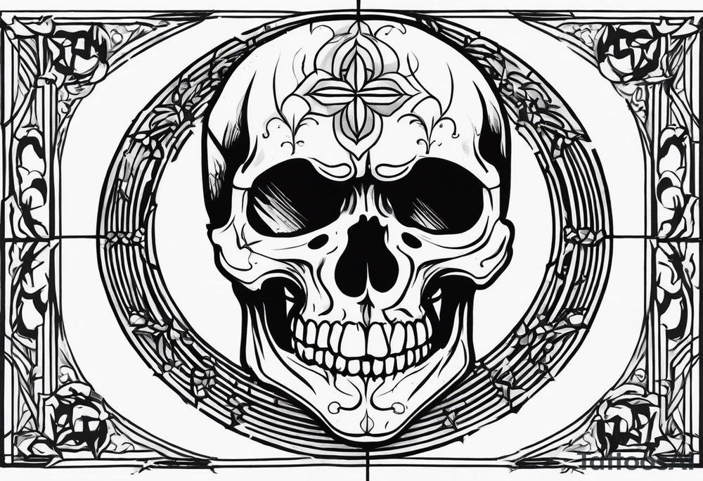 Skull crying while praying tattoo idea
