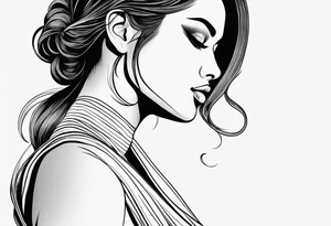 Thin lines of a women side faces not realistic tattoo idea