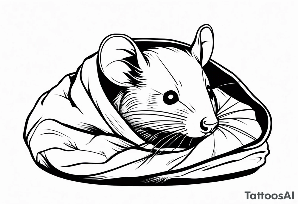 rat in cosy blanket tattoo idea