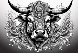 A powerful bull and steam coming out of his notrils. Make it angry tattoo idea