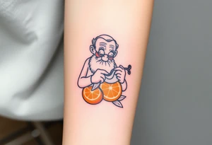 Grandfather peeling an orange tattoo idea