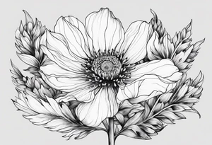 straight line - wildflower in watercolor represents overcoming challenges & strength - mountains, waves with a little sunshine tattoo idea