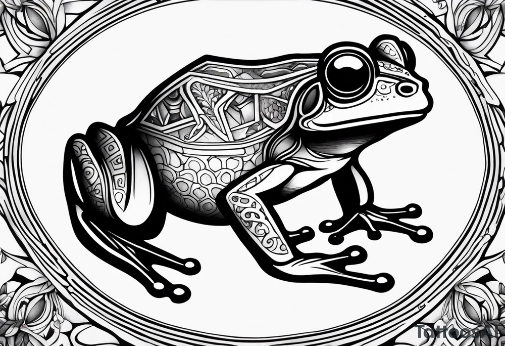 a psychedelic frog tattoo idea