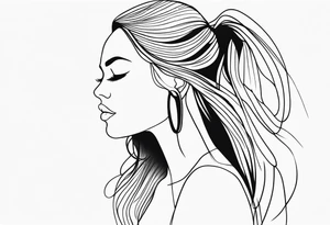 pointed ears long hair abstract lines tattoo idea