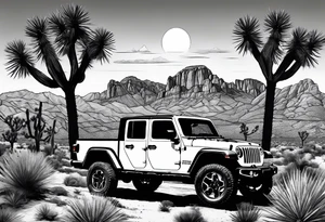 jeep gladiator dessert mountain Joshua tree tattoo idea
