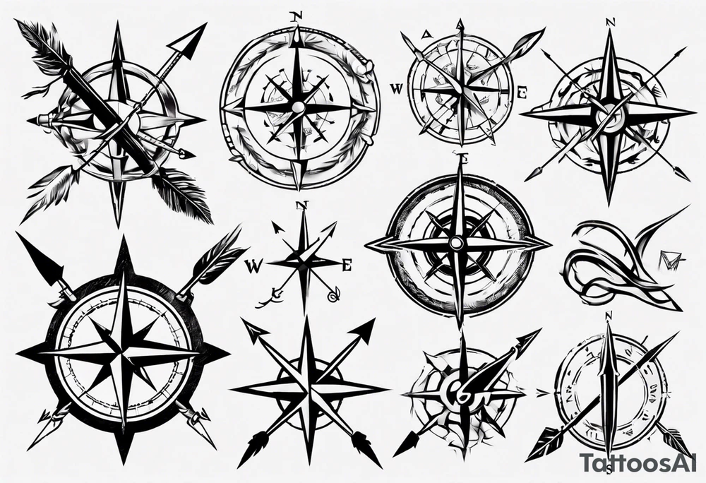 arrow and compass together tattoo idea