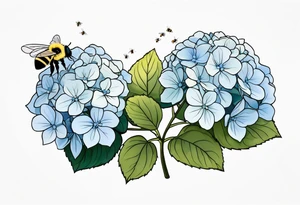 Hydrangea flower with a small bee tattoo idea