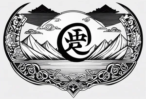 broken sword with japanese kanji tattoo idea