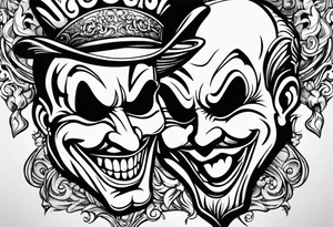 Smile now cry later gangster art masks tattoo idea