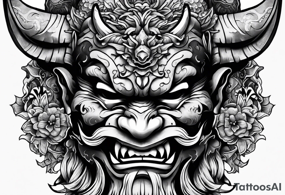 Japanese oni mask tattoo idea