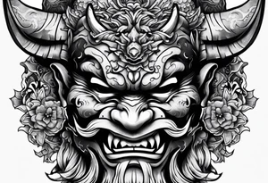 Japanese oni mask tattoo idea