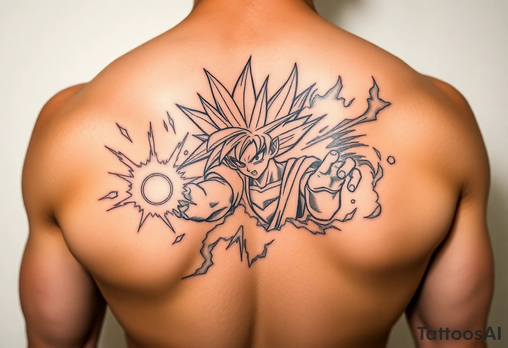 legendary dragonball z scene with energy aura and power effects tattoo idea