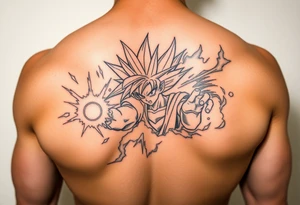 legendary dragonball z scene with energy aura and power effects tattoo idea