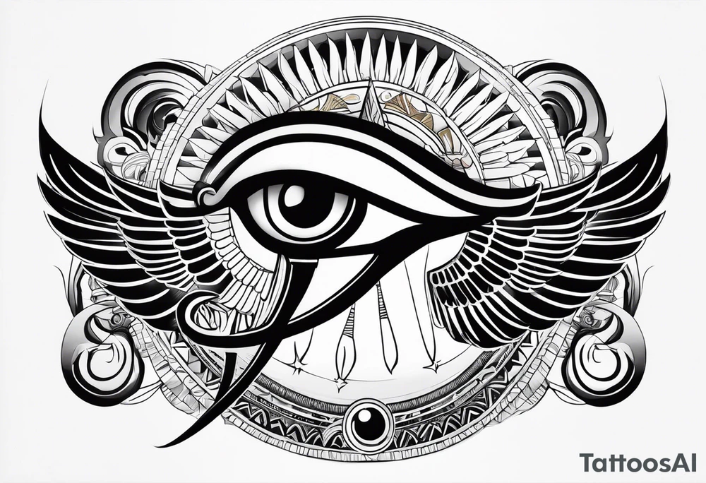 Œil de Horus avec décor thème égyptien tout autour tattoo idea