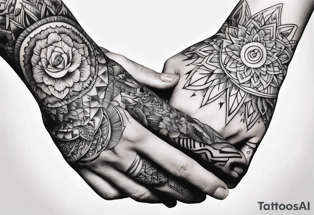 Hands overlapping each other tattoo idea