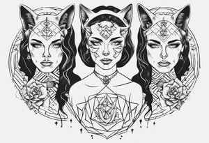 Three Sisters holdning a cat tattoo idea