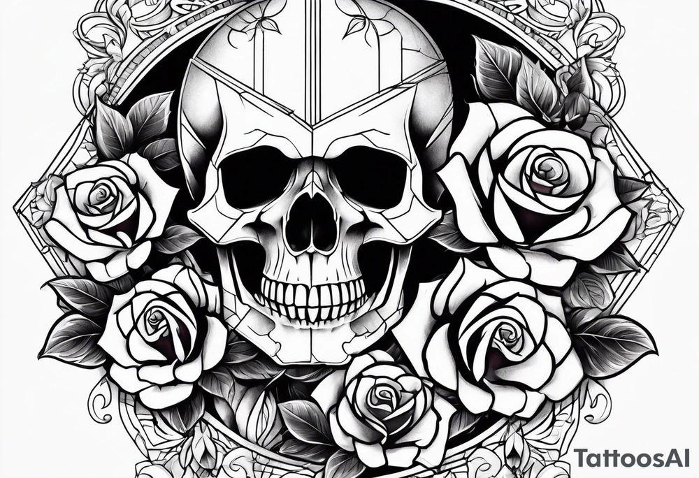 skull and roses tattoo idea