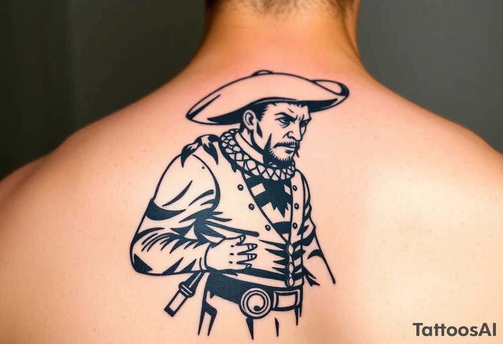 Charro negro in American traditional style tattoo idea