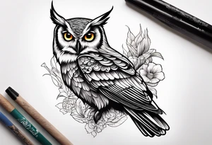 owl, hummingbird, pelican tattoo idea