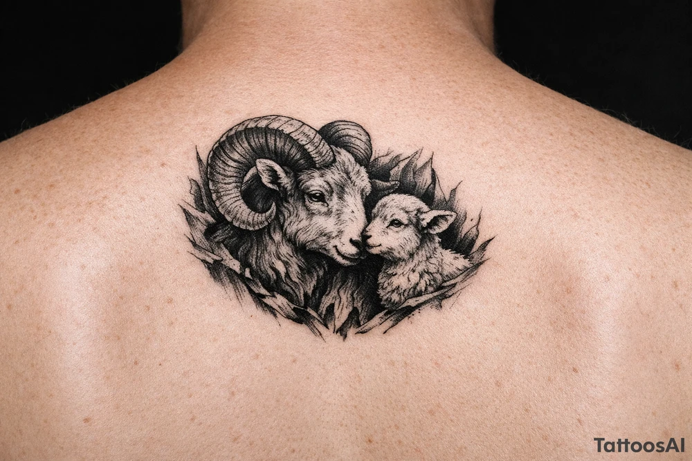Mother ram baby ram tattoo idea