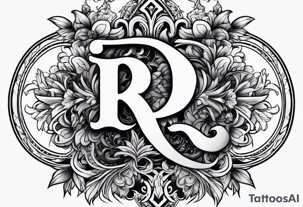 Fine Tatoo design with the letter R and L tattoo idea