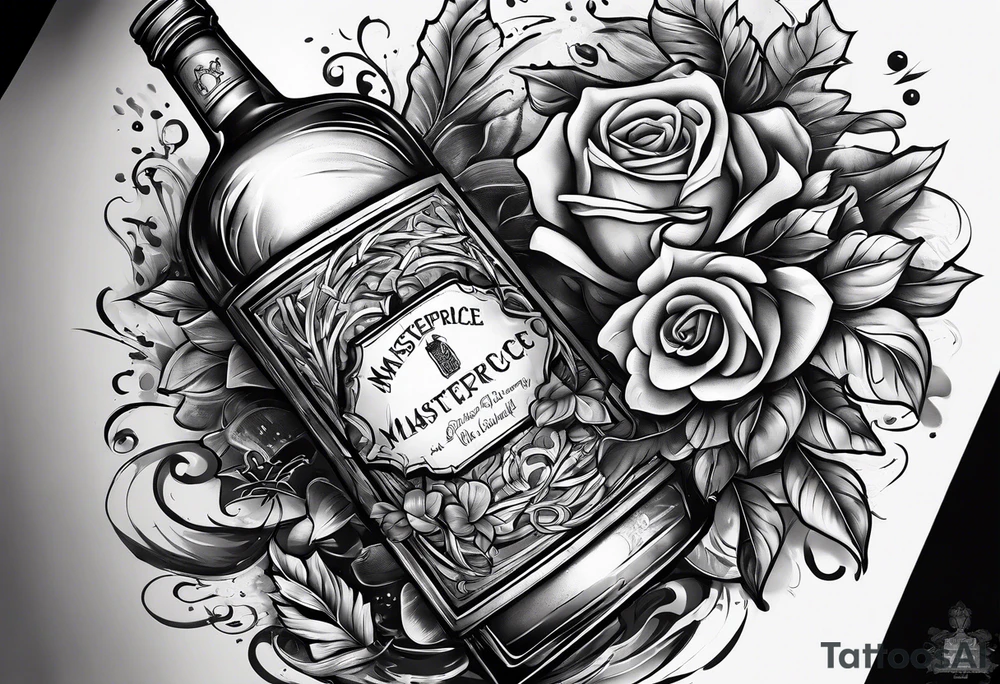 Broken bottle and army tags tattoo idea