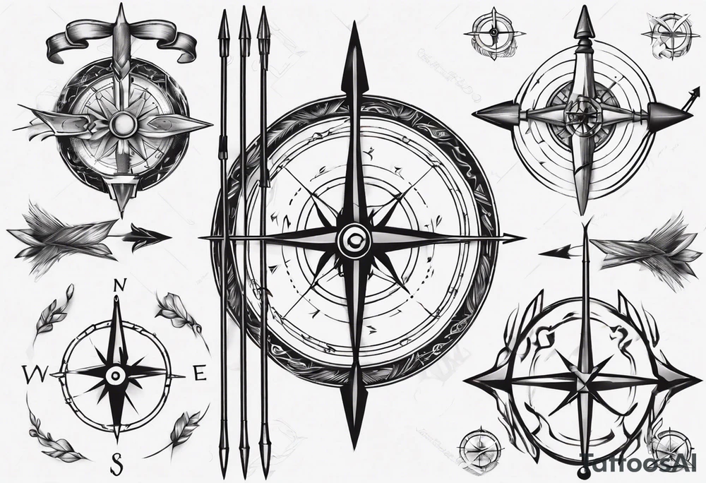 bow arrow with compass in the middle tattoo idea bow arrow with compass in the middle tattoo idea