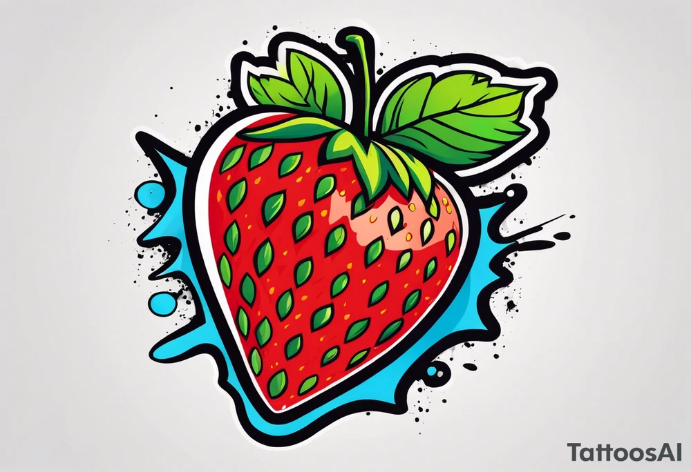 one graffiti style Strawberry, no background tattoo idea