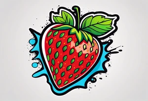 one graffiti style Strawberry, no background tattoo idea