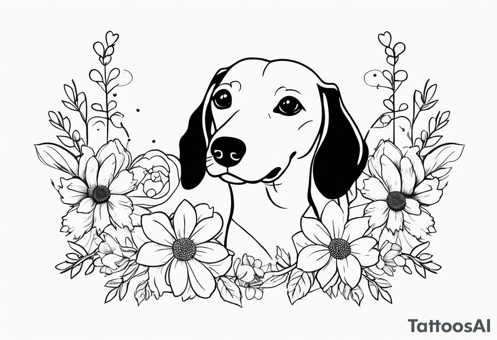 Grandmother memorial who loved weiner dogs and flowers tattoo idea